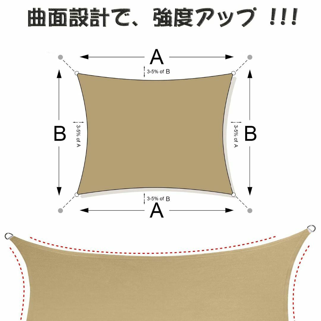 LOVE STORY 撥水シェード 2x3m 日 グレー 雨よけ travelingtunas.com