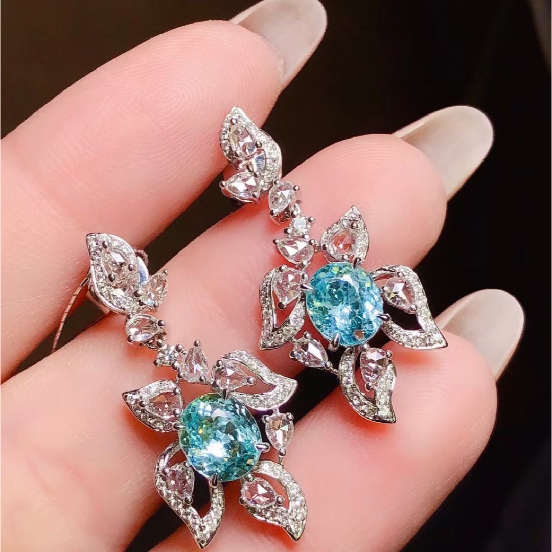 天然パライバトルマリン ダイヤ ピアス1.2ct k18 ¥