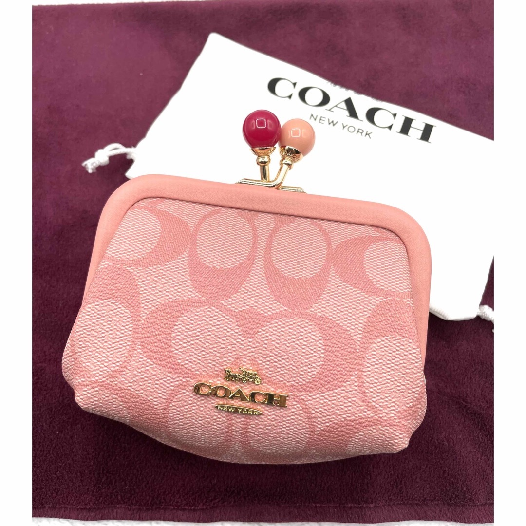 COACH(コーチ)の美品　COACH   がま口 コインケース ピンク レディースのファッション小物(コインケース)の商品写真