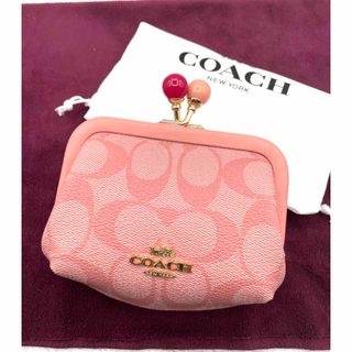 コーチ(COACH)の美品　COACH   がま口 コインケース ピンク(コインケース)