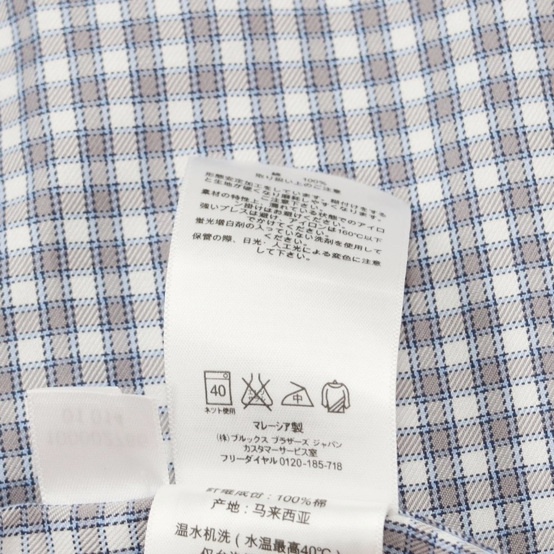 【未使用】ブルックスブラザーズ Brooks Brothers コットン チェック BDシャツ ホワイトxグレージュ【サイズL】【メンズ】