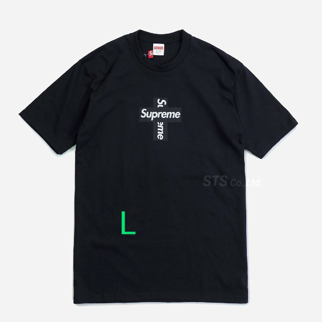 supreme cross box logo tee 黒 L