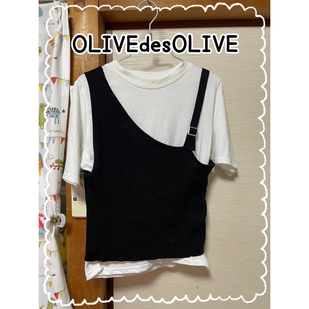 OLIVEdesOLIVE(オリーブデオリーブ)のOLIVE desOLIVE前後2wayワンショルダーニットビスチェ トップス  レディースのトップス(ニット/セーター)の商品写真