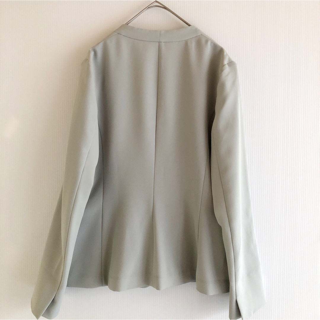 400GLR手洗可ストレッチノーカラージャケットパンツセットアップライム