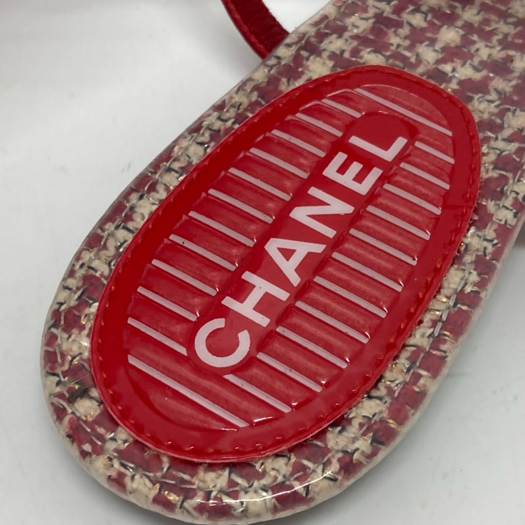 CHANEL - シャネル CHANEL CC ココマーク ツイード ペタンコ フラット