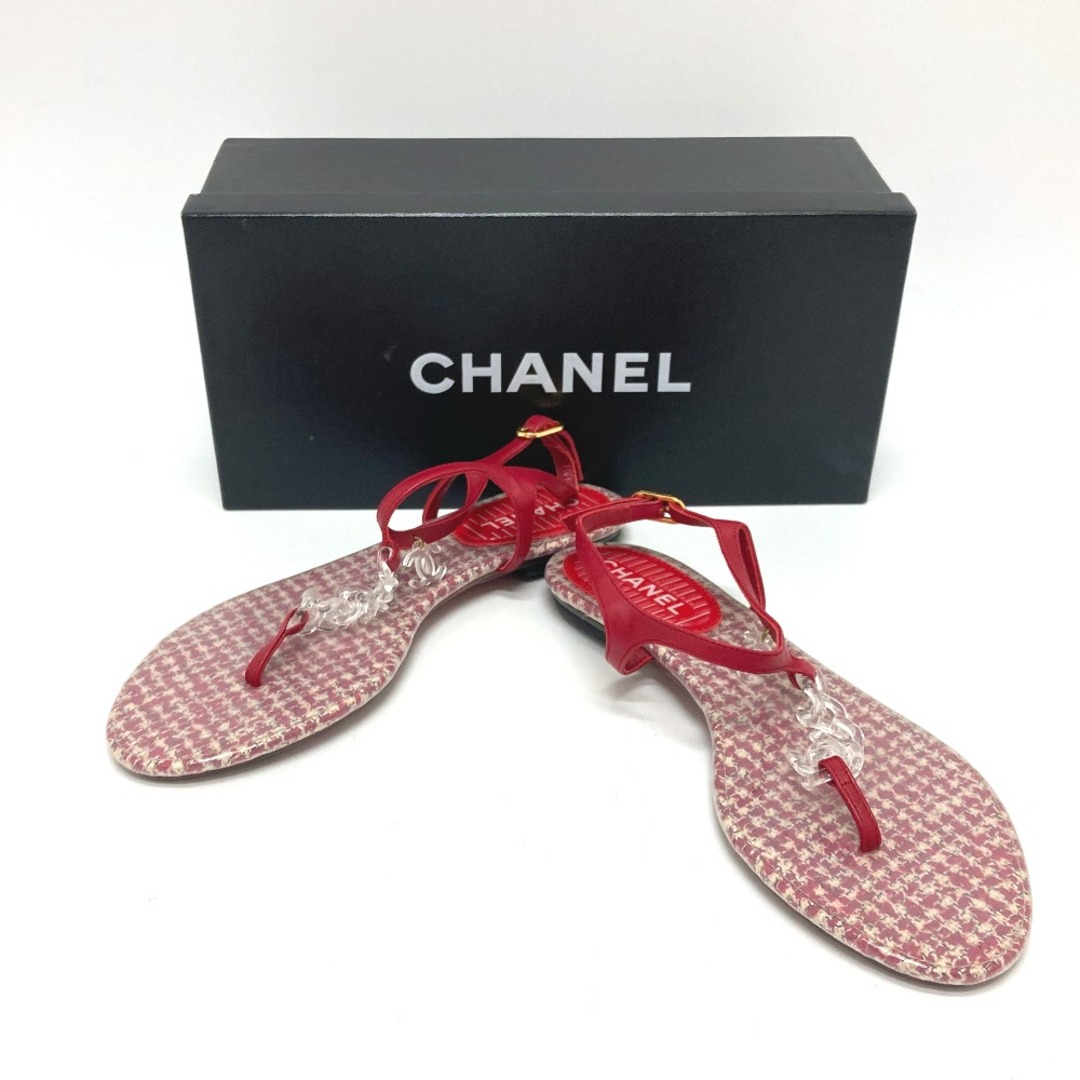 CHANEL - シャネル CHANEL CC ココマーク ツイード ペタンコ フラット