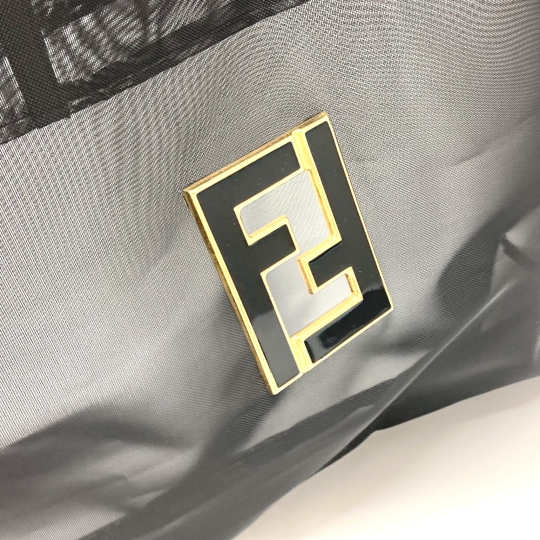 フェンディ FENDI ロゴ金具 メッシュ ショルダーバッグ 肩掛け トートバッグ メッシュ ブラック