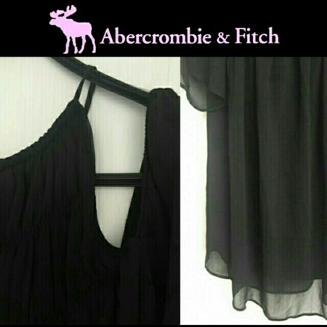 Abercrombie&Fitch(アバクロンビーアンドフィッチ)のアバクロ♥肩出しシフォンワンピ 黒 新品✨ レディースのワンピース(ミニワンピース)の商品写真