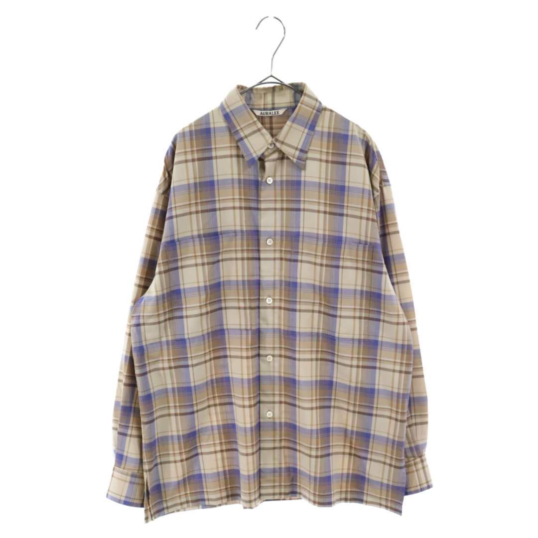 AURALEE オーラリー 23AW SUPER LIGHT WOOL CHECK SHIRT スーパーライトウールチェックシャツ ブラウン 4