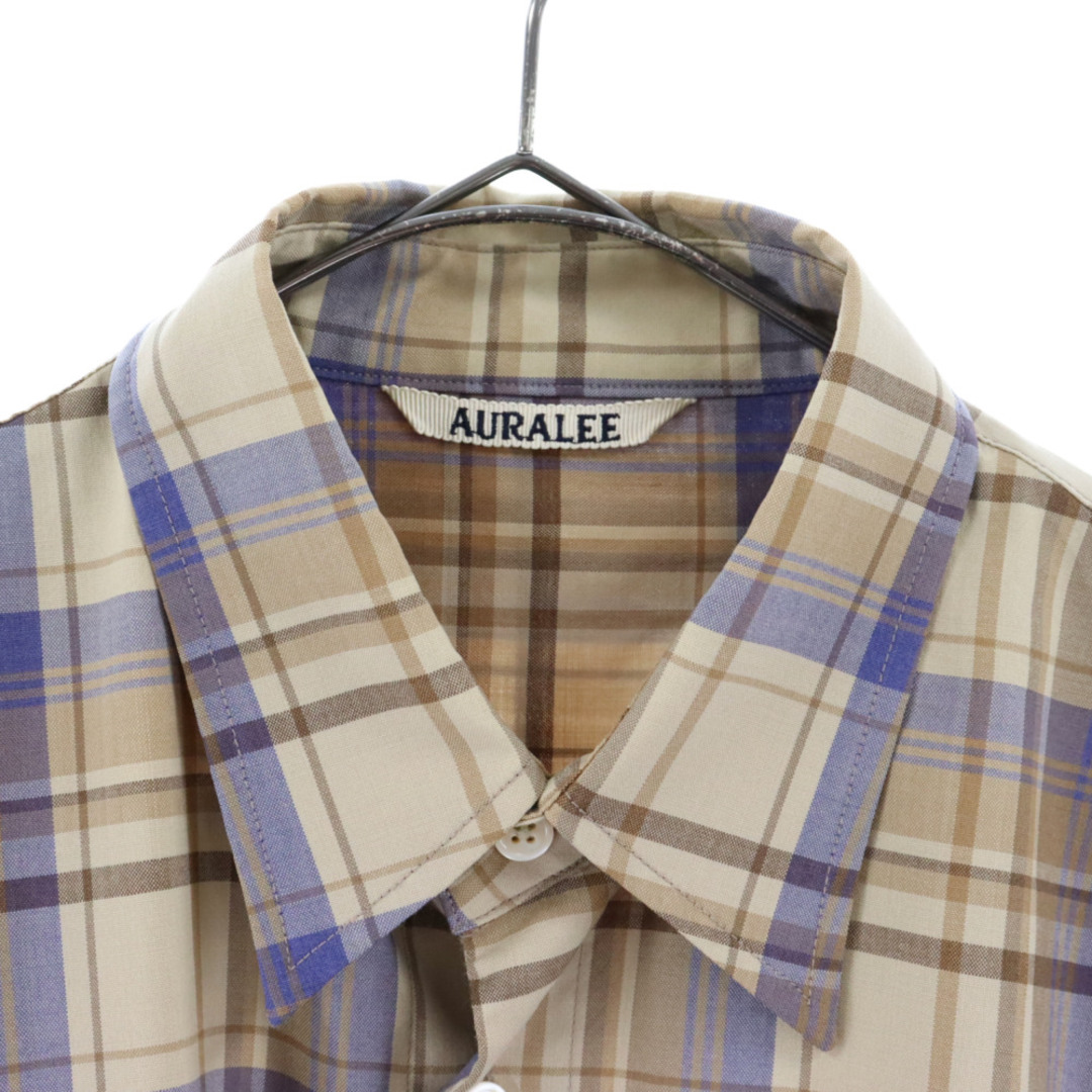 AURALEE オーラリー 18AW SUPER LIGHT WOOL CHECK SHIRTS A8AS01LC スーパーライトウール  チェックシャツ ネルシャツ ブルー/ブラウン