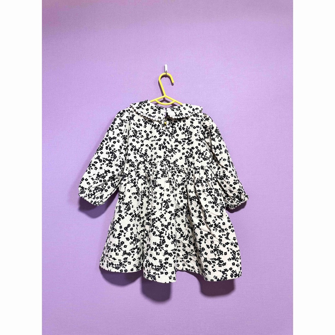 【美品】韓国子供服 花柄 長袖ワンピース 90 キッズ/ベビー/マタニティのキッズ服女の子用(90cm~)(ワンピース)の商品写真