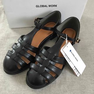 グローバルワーク(GLOBAL WORK)のGLOBAL WORK らくっショングルカサンダル L 24 24.5cm 黒(サンダル)