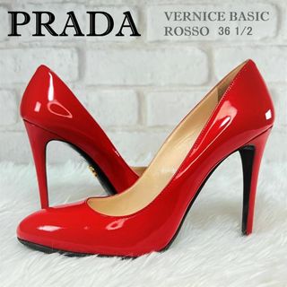 プラダ(PRADA)の極美品●PRADA ラウンドトゥ ピンヒール 23.5cm パンプス 赤 プラダ(ハイヒール/パンプス)