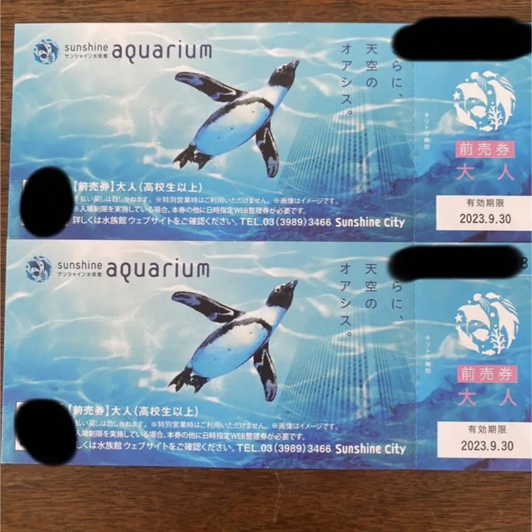 サンシャイン水族館　おとな2枚　チケット　9/30 チケットの施設利用券(水族館)の商品写真
