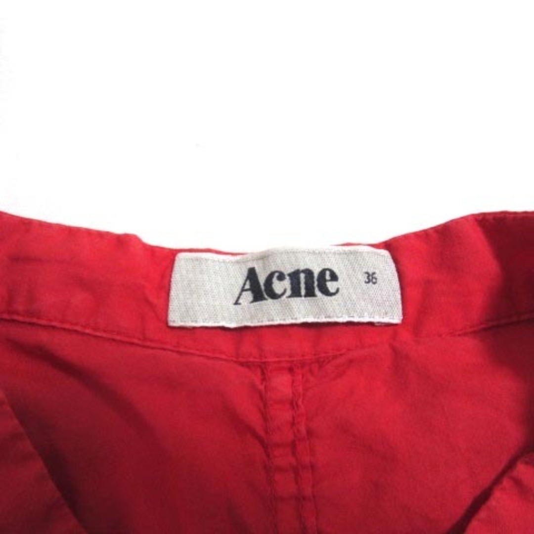 ACNE(アクネ)のアクネ Acne バンドカラー シャツ ブラウス 半袖 36 レッド RRR レディースのトップス(シャツ/ブラウス(半袖/袖なし))の商品写真