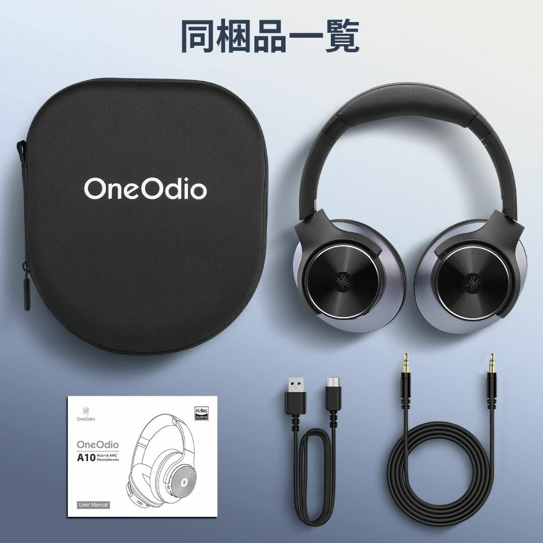 【色: 黒x紺】OneOdio A10 ワイヤレスヘッドホン アクティブノイズキ