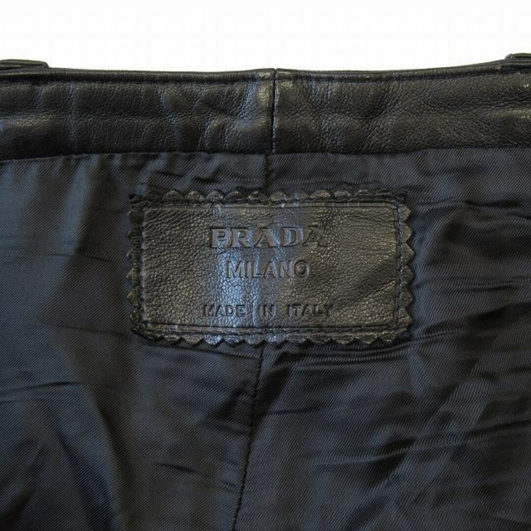 PRADA - プラダ PRADA レザー スリム パンツ 切りっぱなし カットオフ