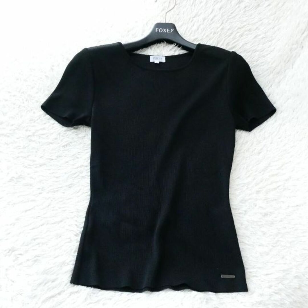 極美品 フォクシー クルーネック 半袖 ニット カットソー Tシャツ