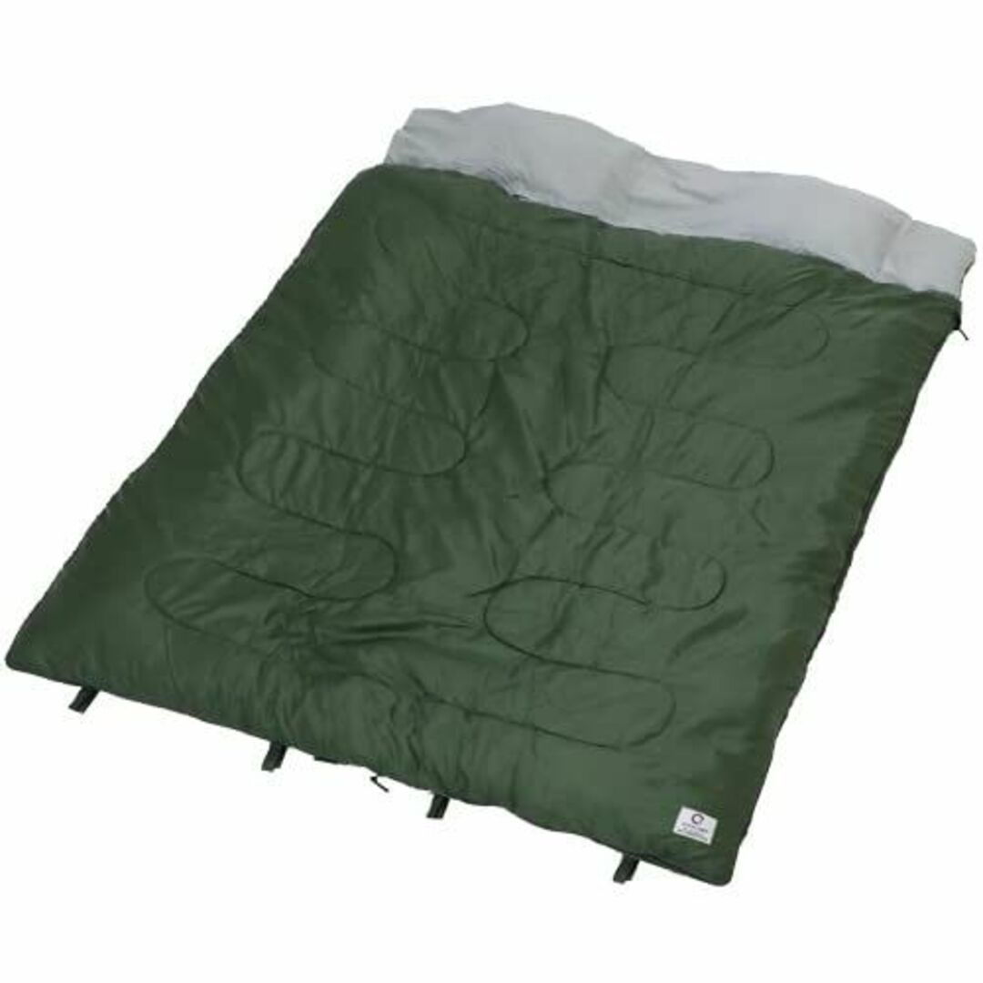 クイックキャンプ 枕付き ダブルサイズシュラフ 封筒型 カーキ QC-SB250