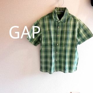 ギャップキッズ(GAP Kids)のGAP MENS kids 緑 チェック シャツ 半袖 Tシャツ コットン 綿(シャツ/ブラウス(半袖/袖なし))