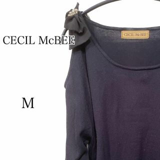 セシルマクビー(CECIL McBEE)のセシルマクビー　CECIL McBEE  ネイビー　コン　リボン　セーター(カットソー(長袖/七分))