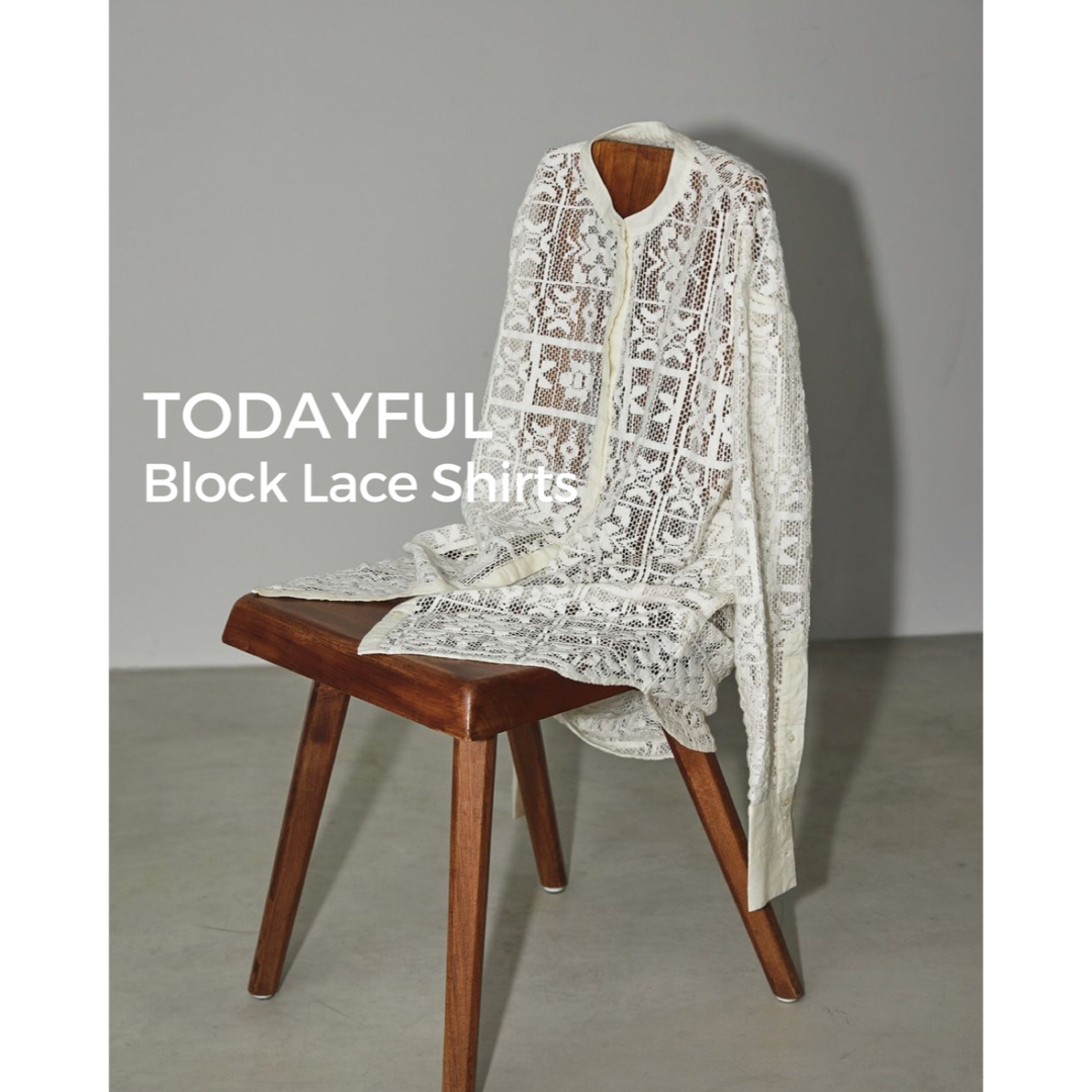 Block Lace Shirts ホワイト