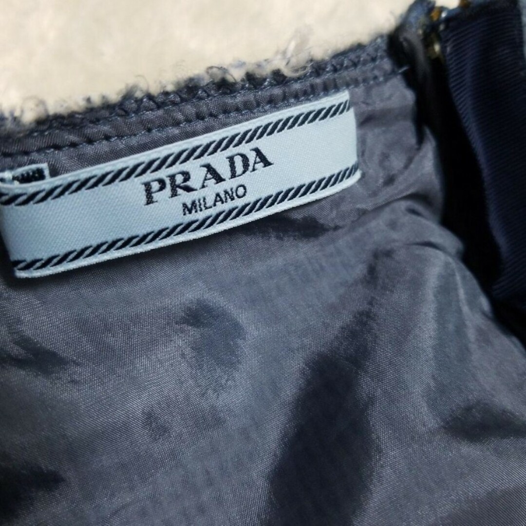 PRADA(プラダ)のPRADA プラダ ツイード ノースリーブ ワンピース ブルー レディースのワンピース(ひざ丈ワンピース)の商品写真