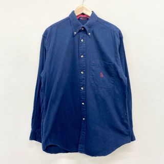 ノーティカ(NAUTICA)のUS古着 USA製 ノーティカ NAUTICA ボタンダウンシャツ 長袖 ワンポイント ロゴ 刺繍 無地 サイズ：メンズ M ネイビー【中古】(シャツ)