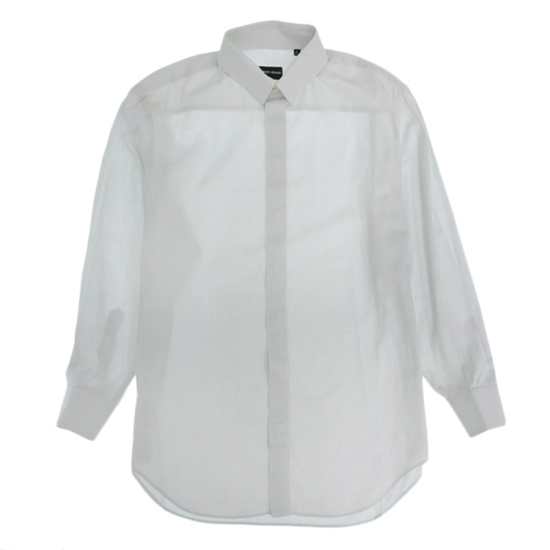 ジョルジオアルマーニ GIORGIO ARMANI コットン フライフロント ストライプ ワイシャツ メンズ ライトグレー系 size40 Y02169