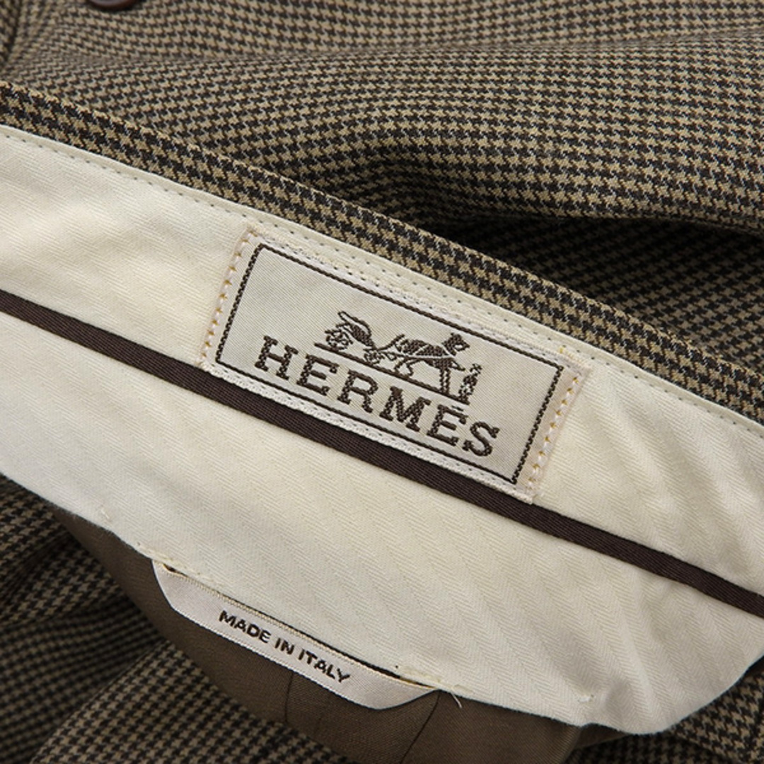 Hermes(エルメス)のエルメス HERMES ウール100% ハウンドトゥース スラックス パンツ メンズ ベージュ size40 Y02180 メンズのパンツ(スラックス)の商品写真