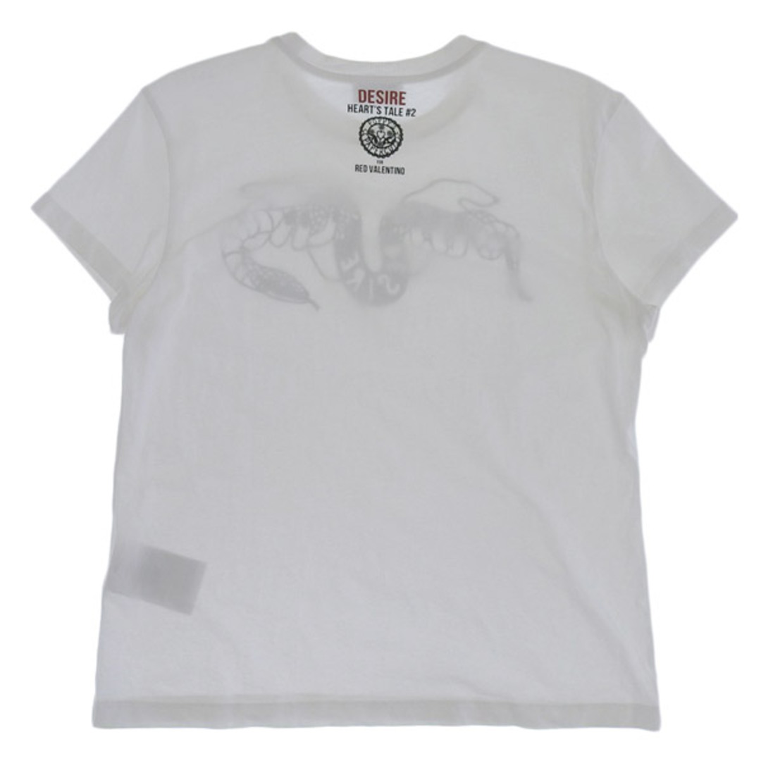 RED VALENTINO(レッドヴァレンティノ)の美品 レッドヴァレンチノ RED VALENTINO コットン100% DESIRE スネーク Tシャツ レディース ホワイト sizeXS SR3MG02K4EU Y02307 レディースのトップス(Tシャツ(半袖/袖なし))の商品写真