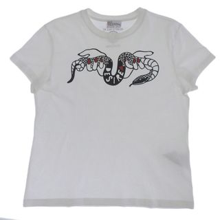 レッドヴァレンティノ(RED VALENTINO)の美品 レッドヴァレンチノ RED VALENTINO コットン100% DESIRE スネーク Tシャツ レディース ホワイト sizeXS SR3MG02K4EU Y02307(Tシャツ(半袖/袖なし))