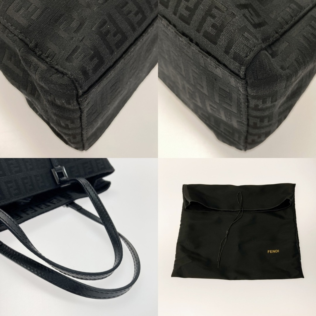 ☆☆FENDI フェンディ ズッキーノ柄 トートバッグ 8BH073 ブラック ハンドバッグ キャンバス×レザー 布袋有 6