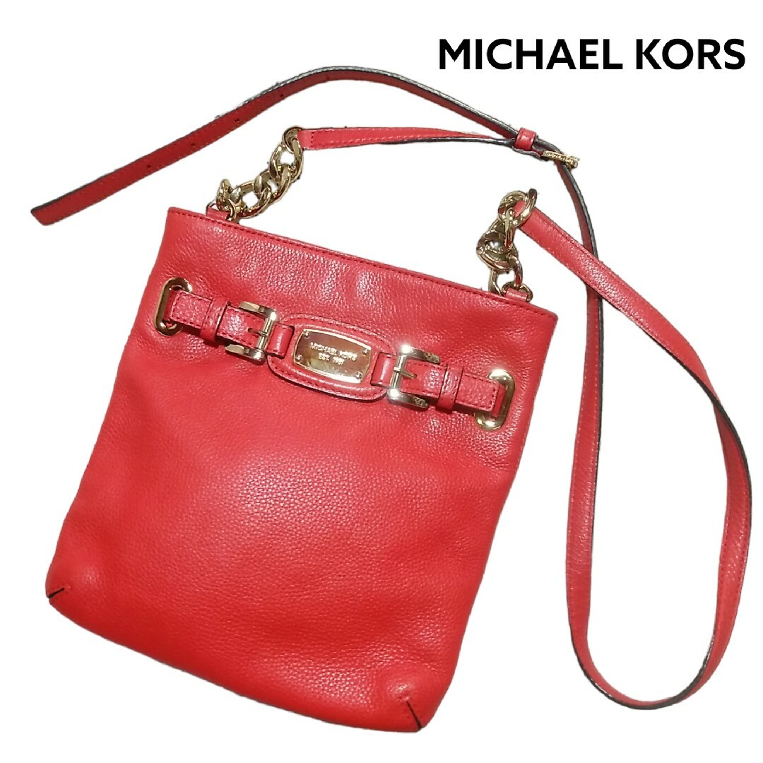 MICHAEL KORS ショルダーバッグ レザー オレンジ チェーンバッグレディース