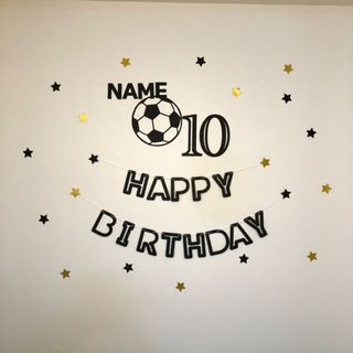 サッカーが好きな方の誕生日会　レターバナー ガーランド 壁面　飾り　ペーパー(ガーランド)