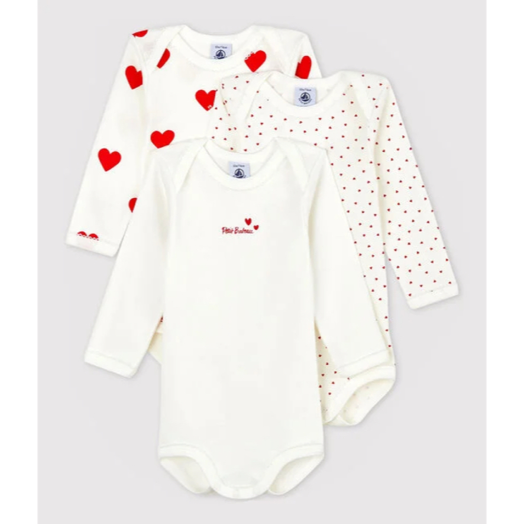 PETIT BATEAU - 新品未使用 プチバトー ハートプリント 長袖ボディ 3枚 ...