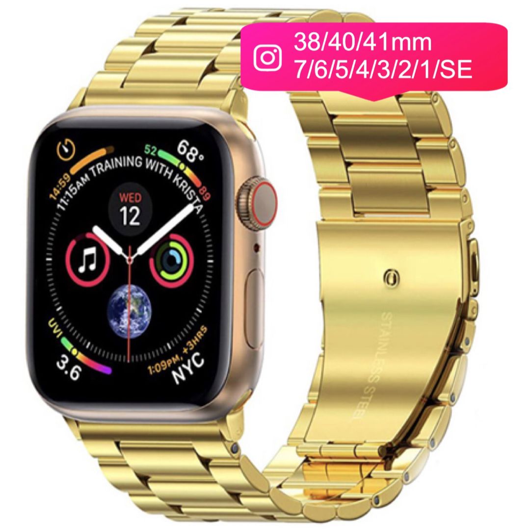 Apple Watch メタリック バンド 38 40 41mm 高級感 - 金属ベルト