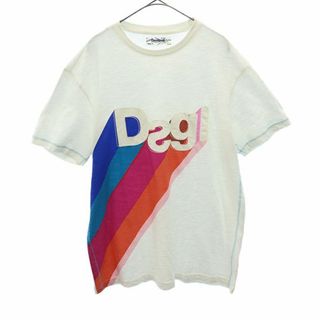 デシグアル(DESIGUAL)のデジグアル プリント 半袖 Tシャツ L ホワイト Desigual ロゴ刺繍 メンズ 【中古】  【230829】 メール便可(Tシャツ/カットソー(半袖/袖なし))