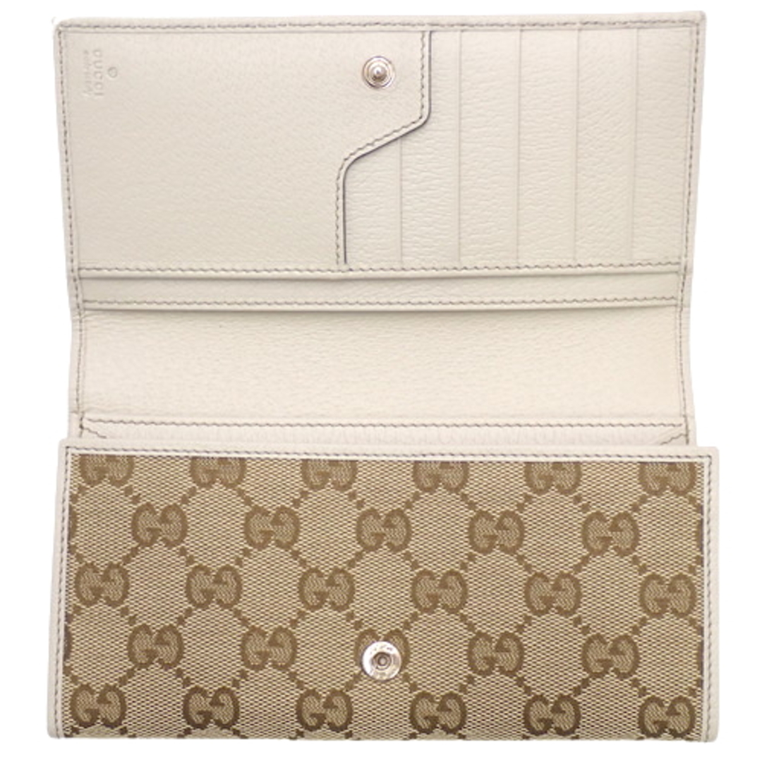 Gucci - グッチ長財布 二つ折り長財布 GGキャンバス レザー ベージュ