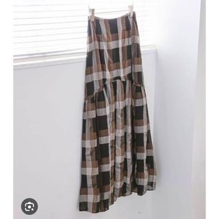 トゥデイフル(TODAYFUL)のTODAYFUL Chambray Check Skirt 36(ロングスカート)