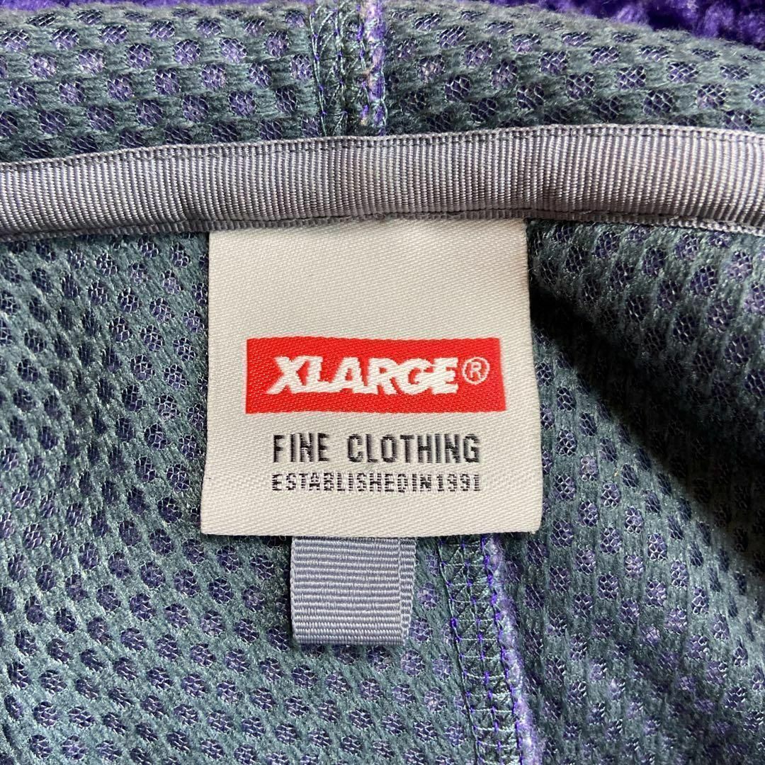 XLARGE - 【人気パープル】X-LARGEフリース古着フルジップパーカー紫