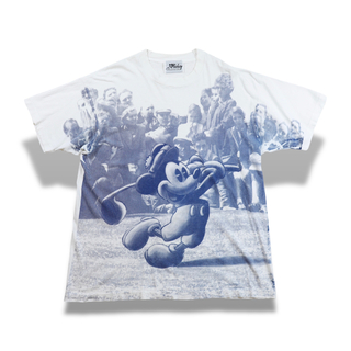 ディズニー(Disney)の90s USA製 ディズニー ミッキーマウス ヴィンテージフォトTシャツ 総柄(Tシャツ/カットソー(半袖/袖なし))