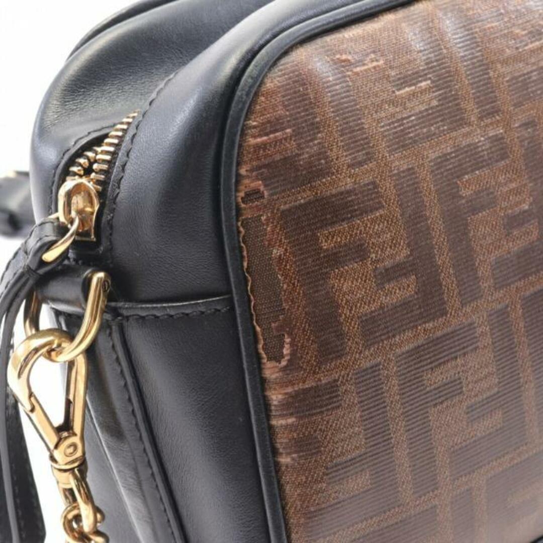 FENDI(フェンディ)のキャム カメラバッグ ズッカ チェーンショルダーバッグ コーティングキャンバス レザー ブラック ブラウン レディースのバッグ(ショルダーバッグ)の商品写真