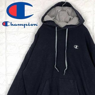 チャンピオン(Champion)のチャンピオン 定番 刺繍ワンポイント 胸ロゴ プルオーバーパーカー ゆるだぼ 紺(パーカー)