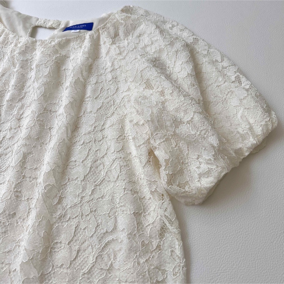 【美品】ブルーレーベルクレストブリッジ ブラウス レース トップス ロゴプレート 2