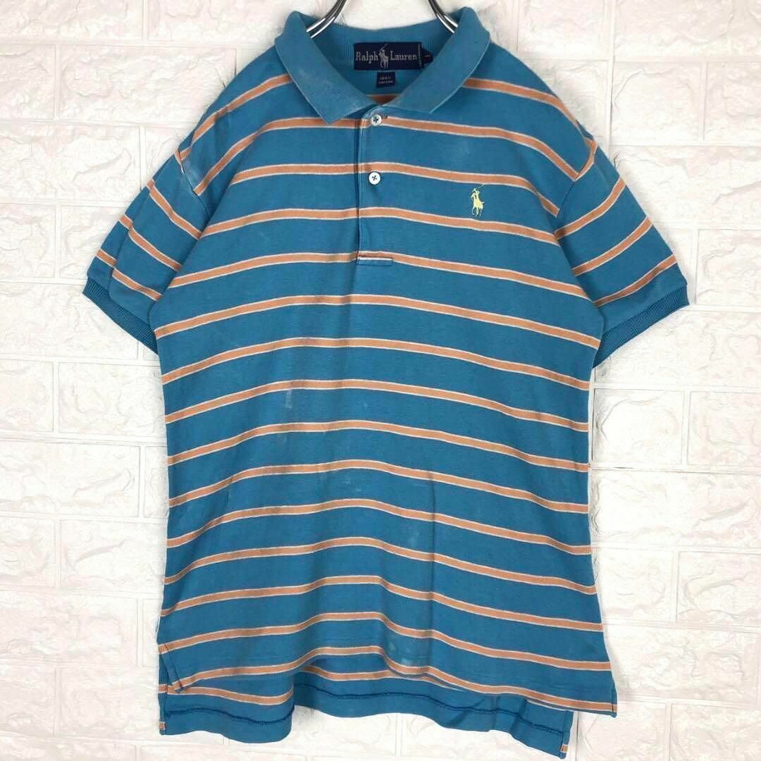 Ralph Lauren(ラルフローレン)のラルフローレン マルチカラー ボーダーポロシャツ 刺繡ワンポイントロゴ コットン メンズのトップス(ポロシャツ)の商品写真