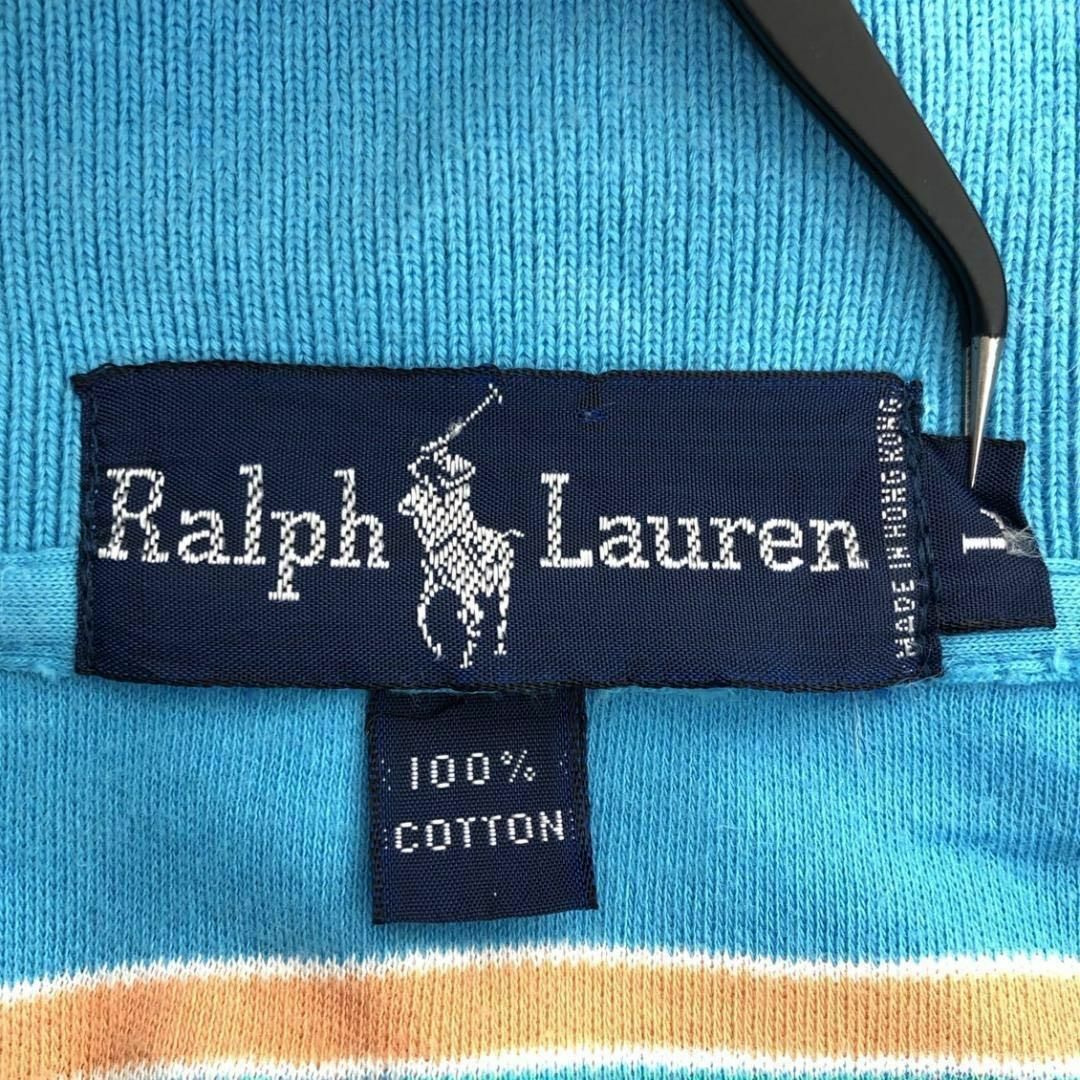 Ralph Lauren(ラルフローレン)のラルフローレン マルチカラー ボーダーポロシャツ 刺繡ワンポイントロゴ コットン メンズのトップス(ポロシャツ)の商品写真