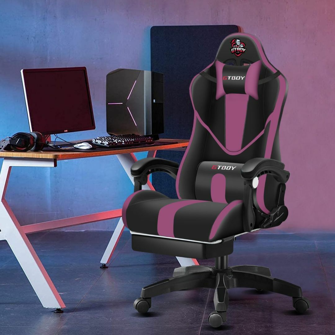 GTBoy ゲーミングチェア オットマン付き 白 ゲームチェア 椅子 オフィスチ