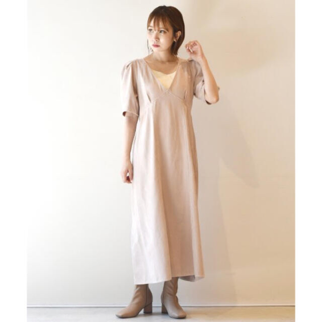 w closet(ダブルクローゼット)のロングワンピース バッククロス wcloset かわいい パフスリーブ ピンク レディースのワンピース(ロングワンピース/マキシワンピース)の商品写真