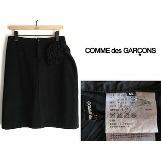 トリココムデギャルソン(tricot COMME des GARCONS)の希少 AD2003 コムデギャルソン ウール縮絨 アシメ コサージュスカート M(ひざ丈スカート)